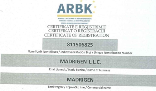 Shpallje: Humbet një certifikatë regjistrimi e ARBK-së